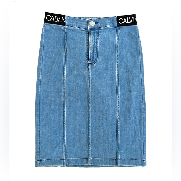 Calvin Klein Denim Skirt with Classic Calvin Klein Signature Band - Picture 2 of 6
